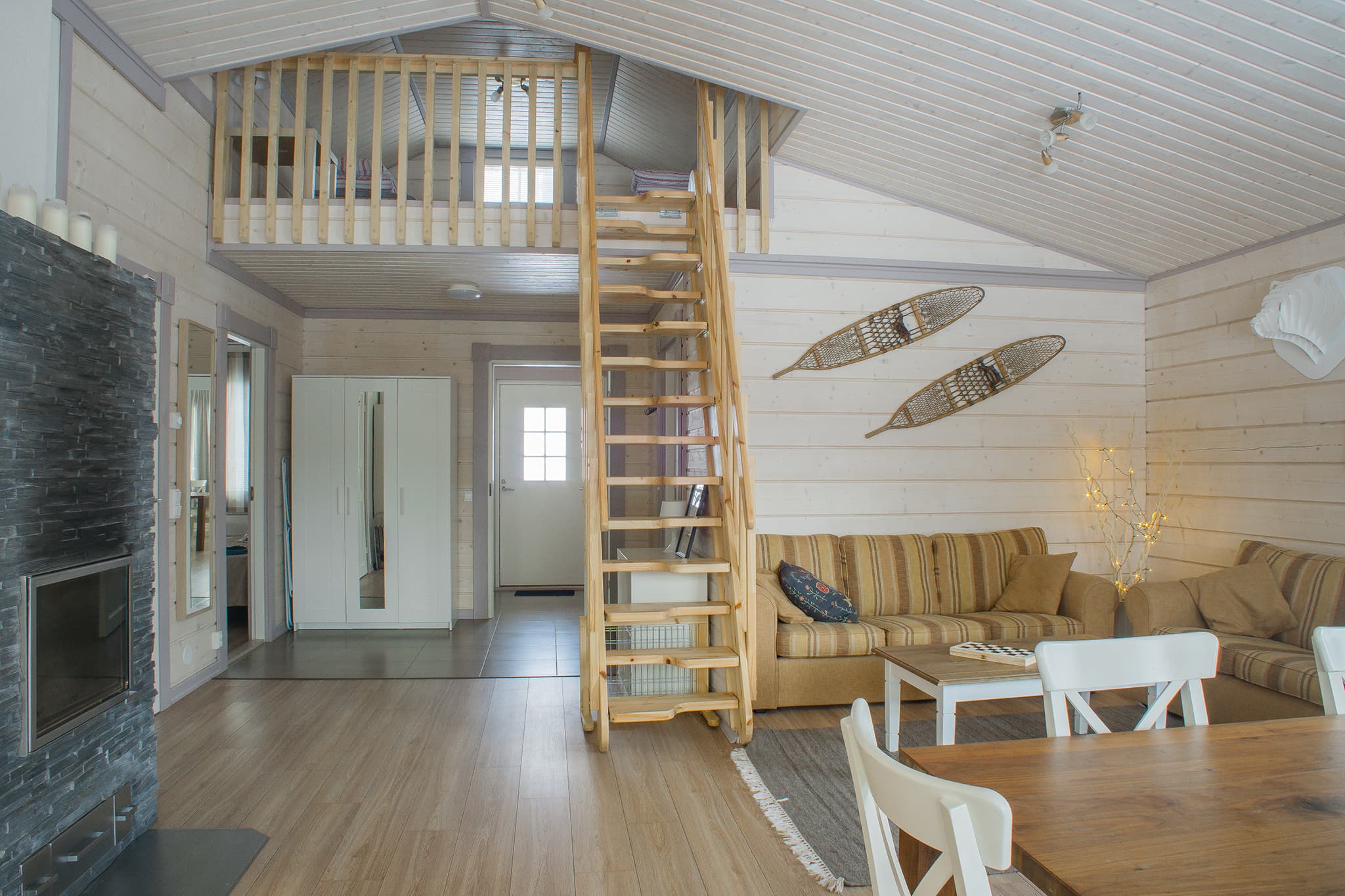 Living room and stairs to the sleeping alcove