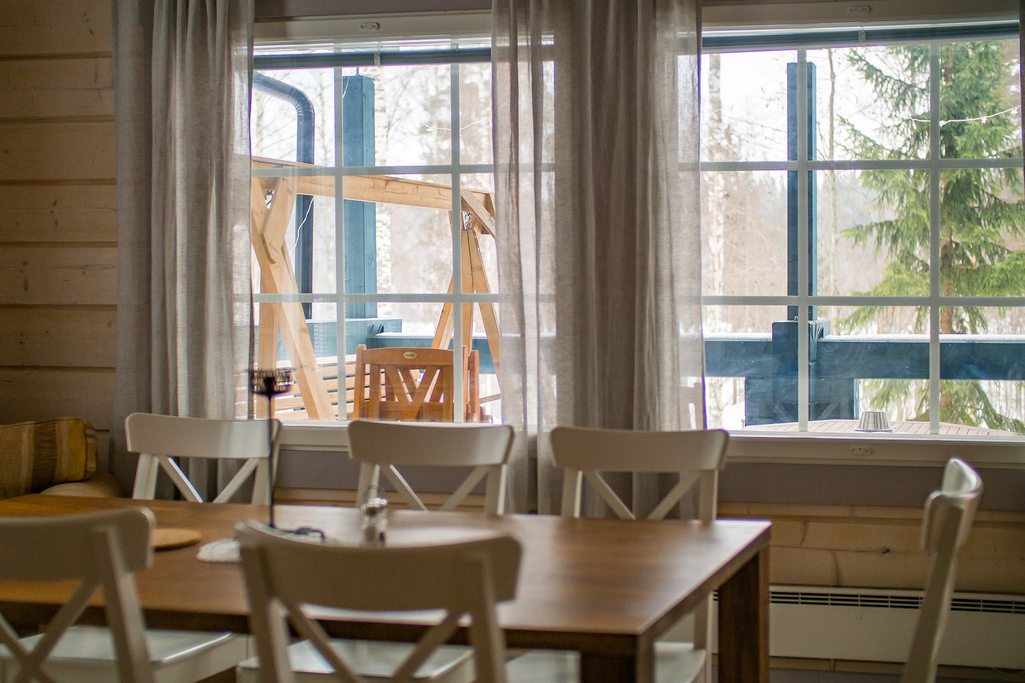 Dining area with big windows