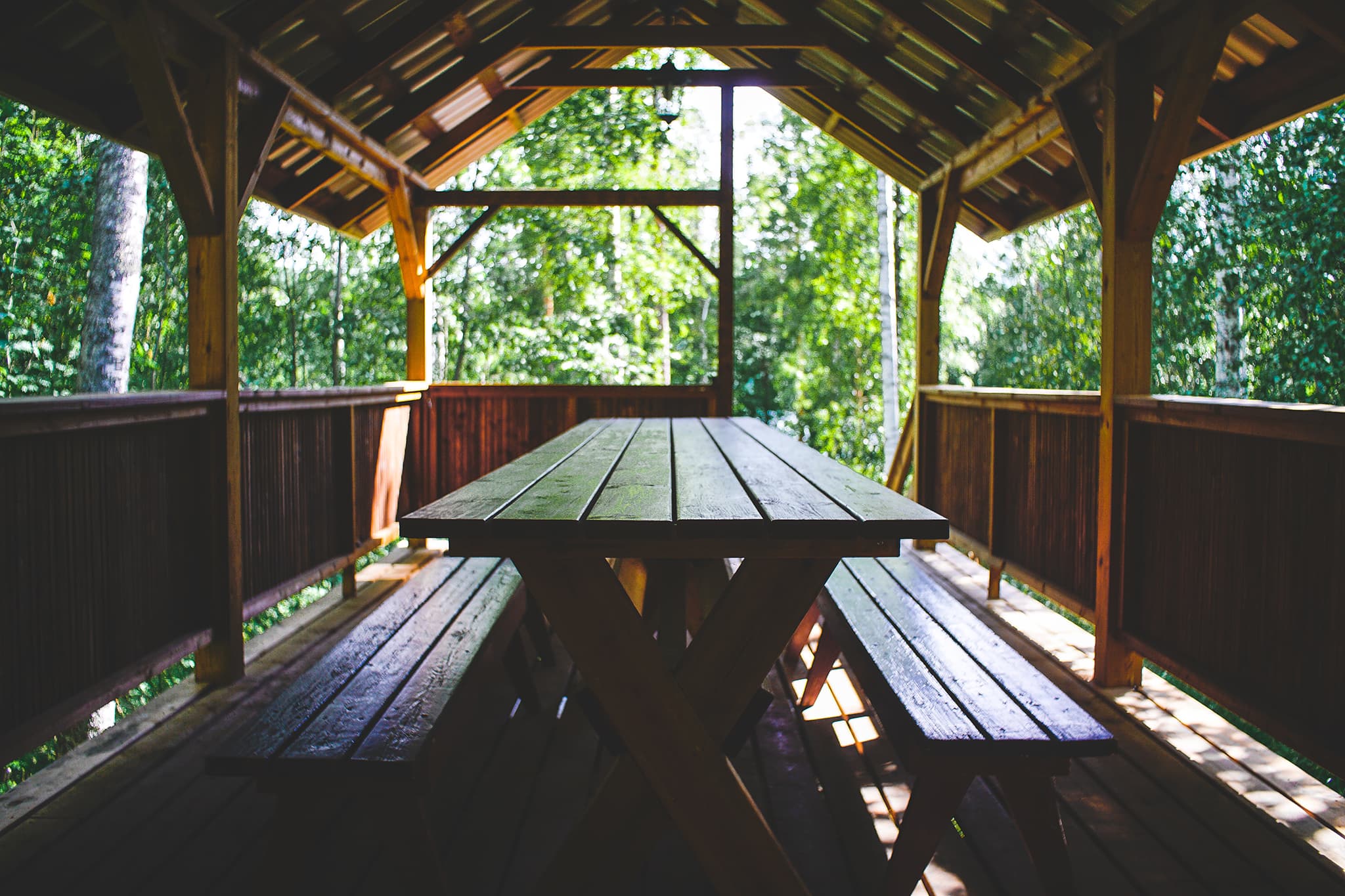 Dining area in the grill shelter